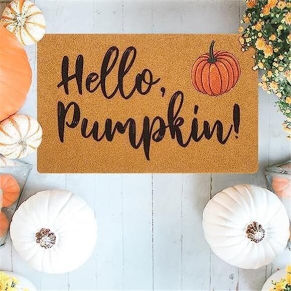 IZUS‎ Hello-Pumpkin Welcome-Doormats - Non-Slip Coir Entrance-Mat - Picture 2 of 7